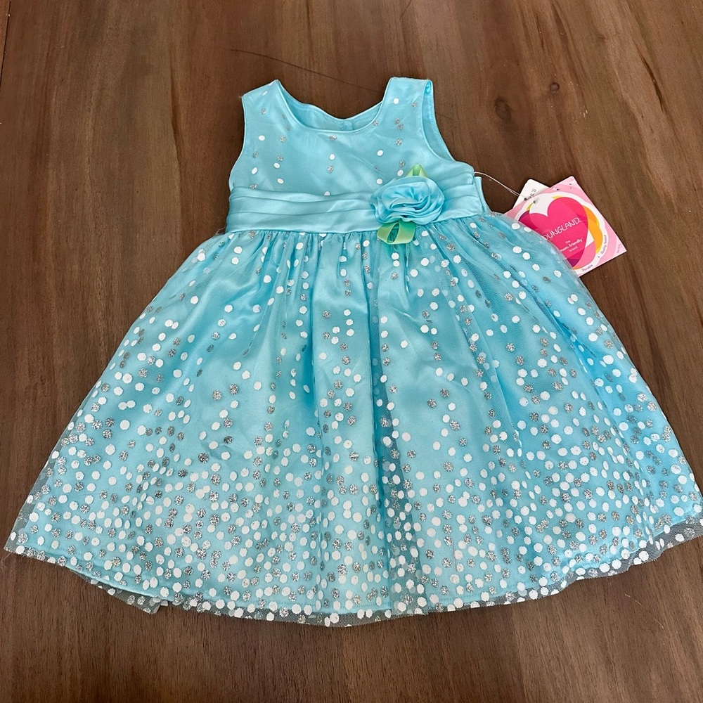 Youngland Blue Polka Dot Dress